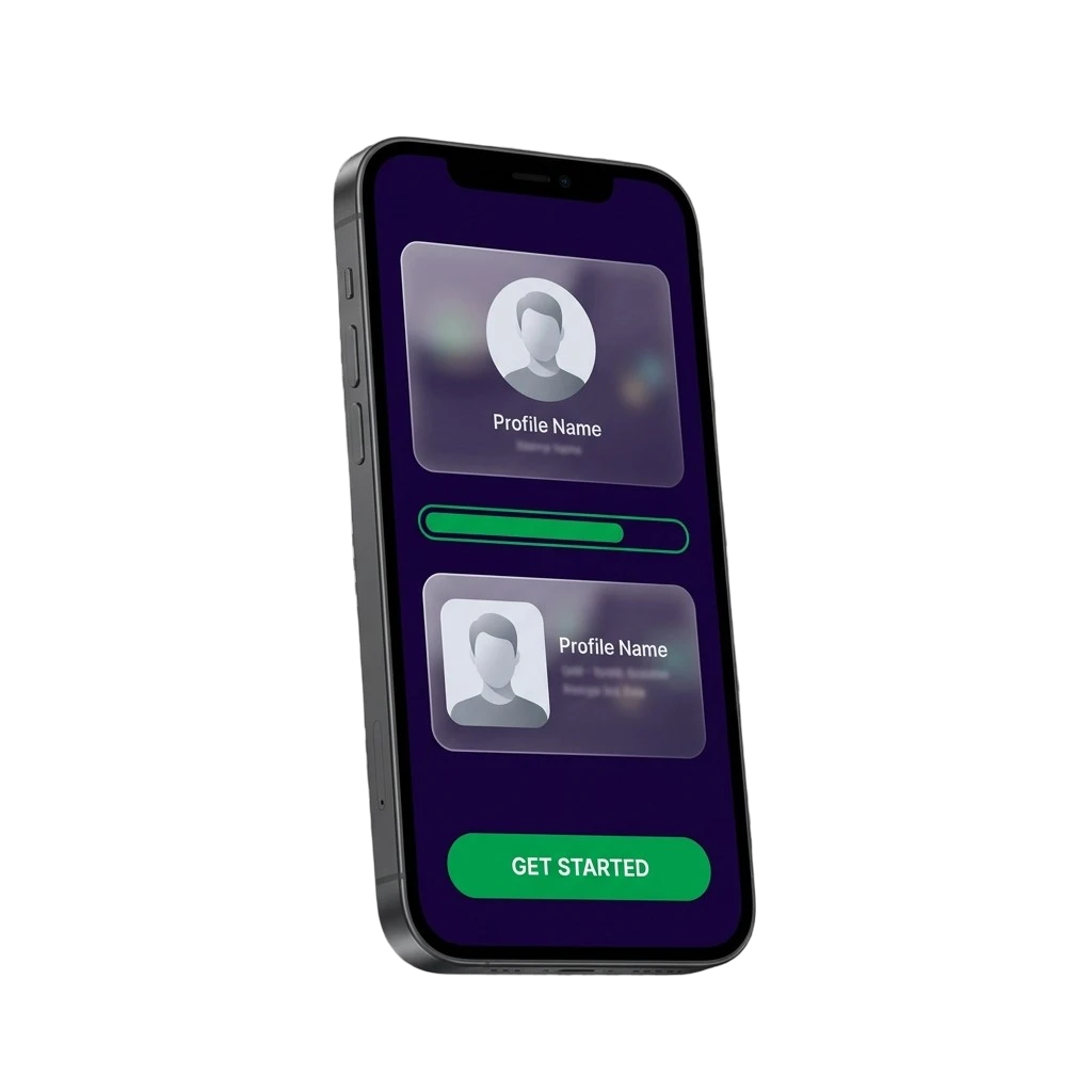 Mockup do aplicativo VotoMax mostrando a interface de votação automatizada do BBB com barras de progresso e botão de iniciar votos