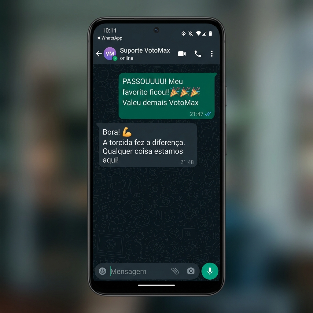 Print de conversa do WhatsApp visualizando suporte e resultado empolgante do usuário